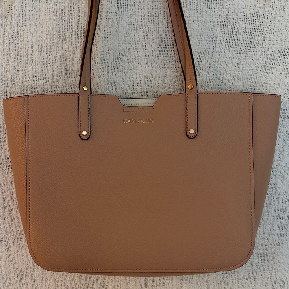 Calvin Klein Leather Tote, Salmon Pink